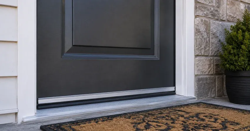 technician replacing worn door weatherstripping in Limberlost, London home