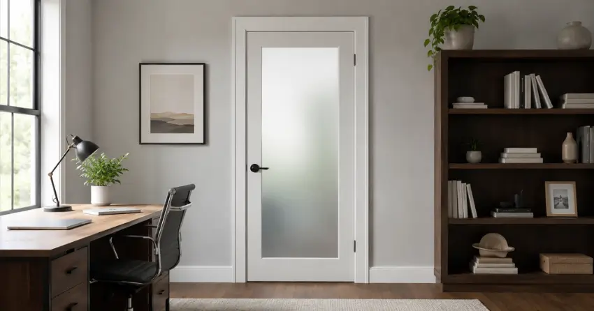 frosted interior door installed in home office in River Bend, London