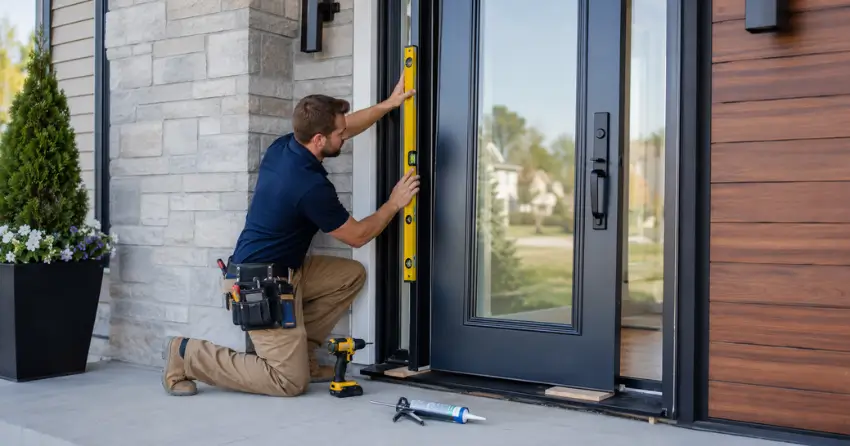 glass outside door installation with energy-efficient double-pane glazing in Kensal Park, London