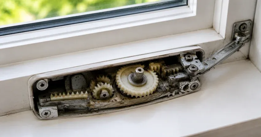 technician replacing casement window crank operator in Ealing, London home
